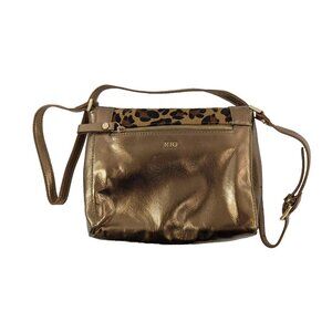 RJ Graziano Crossbody Handbag Purse Bronze Leopard Leather Bag Tassel